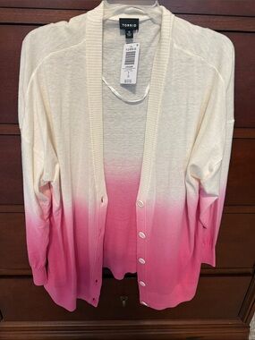 torrid Cream to Pink Ombre Button-Front Cardigan